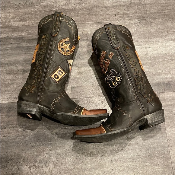 Old Gringo Black and Brown Embroidered Cowboy Boots - Picture 1 of 8